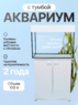 Хит, Аквариум 100л. прямой с пластиковой крышкой+ диодный светильник+ тумба усиленная с 2 дверками 